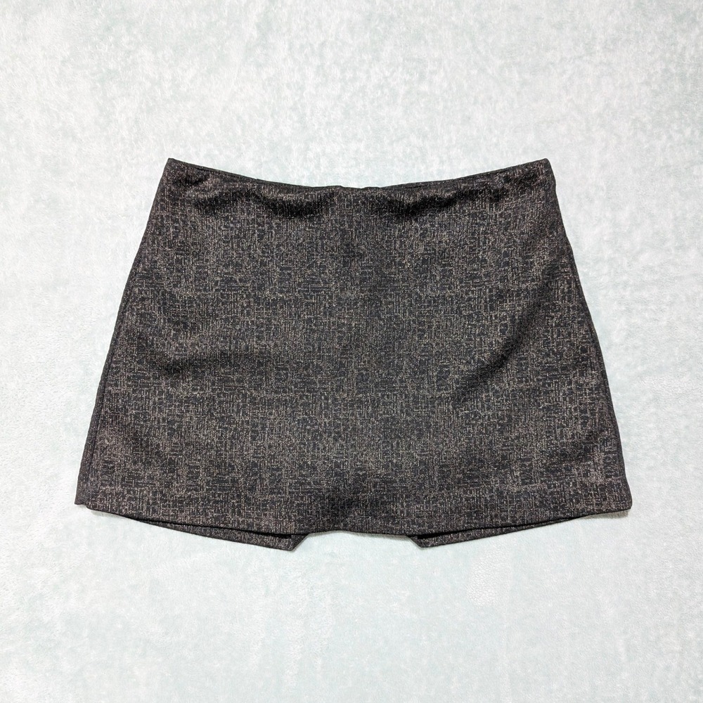 Aqua Womens Metallic Textured Skort Gold Black Mini Shorts Skirt Size‎ M